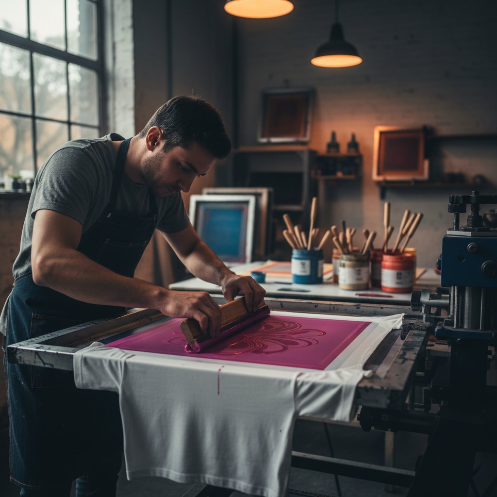 Professional clothing printing equipment and custom printed t-shirts at Zowosi London facility
